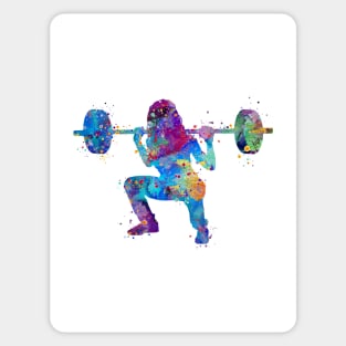 Girl Squat Fitness Watercolor Artwork Sticker